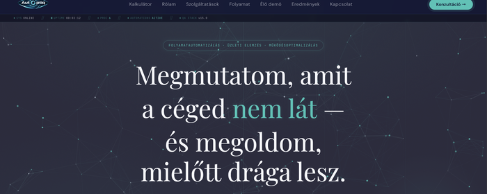 Az Autoptiq weboldalának nyitóképernyője